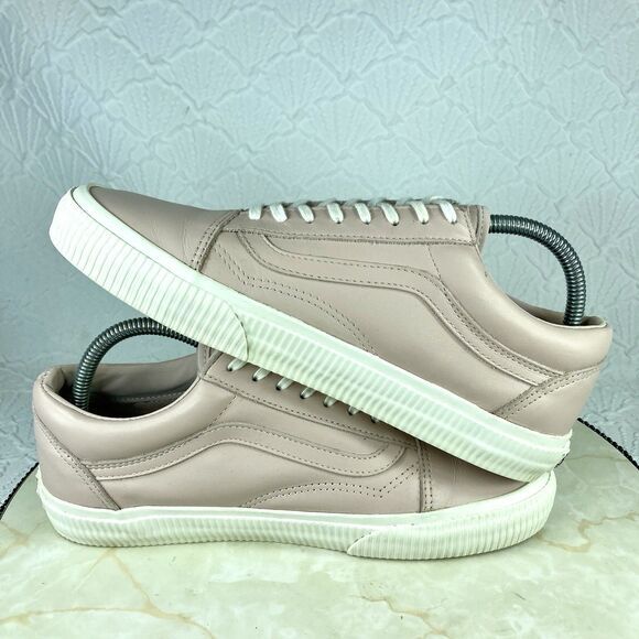 Vans Old Skool Sneakers Women 9.5 Pink Leather Classic Low Top Skate Retro Shoes - Picture 11 of 13